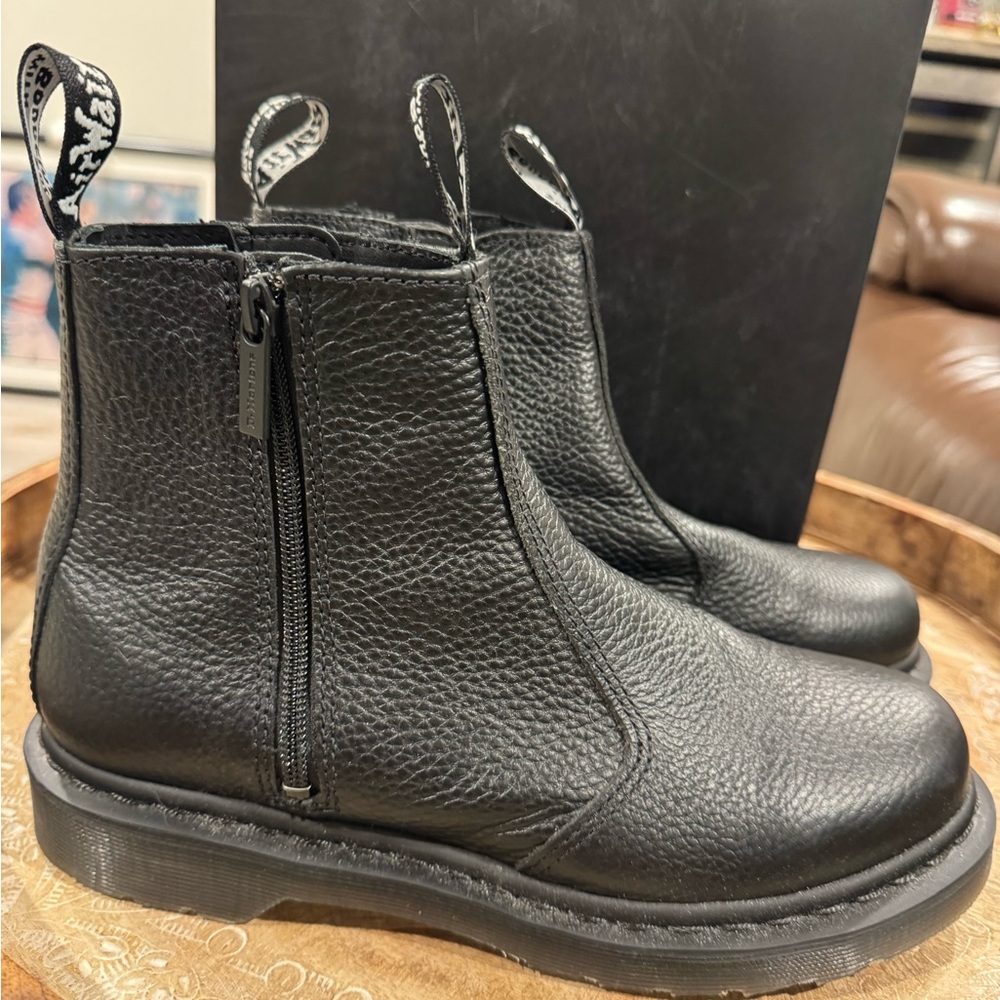 Dr. Marten Black Leather Ankle Boots with Zippers